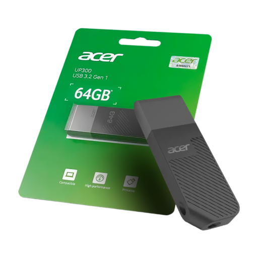 Memoria USB 2.0 ACER modelos UP200 de 64GB color negro  BL.9BWWA.511, 30 MB/s - 15 MB/s, modelo acabado en plástico compatible con USB 2.0 y 1.1