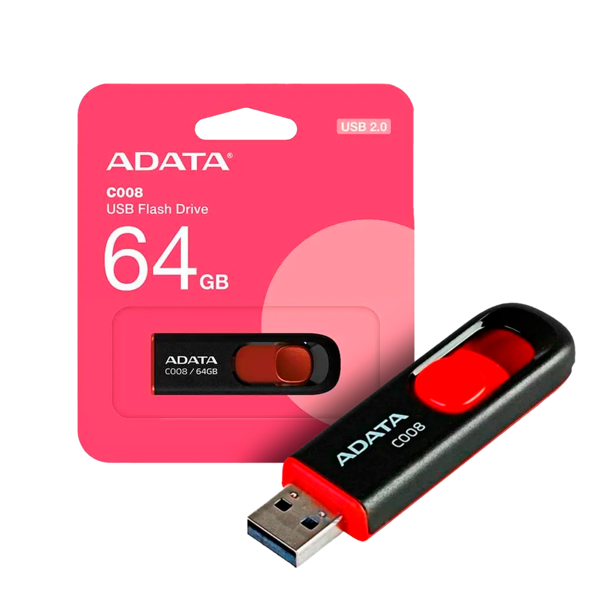Memoria USB 2.0 – ADATA 64GB Negro/Rojo