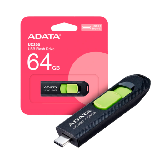 Memoria USB 3.2 Gen 1 Tipo C 64GB UC300, NEGRO-VERDE